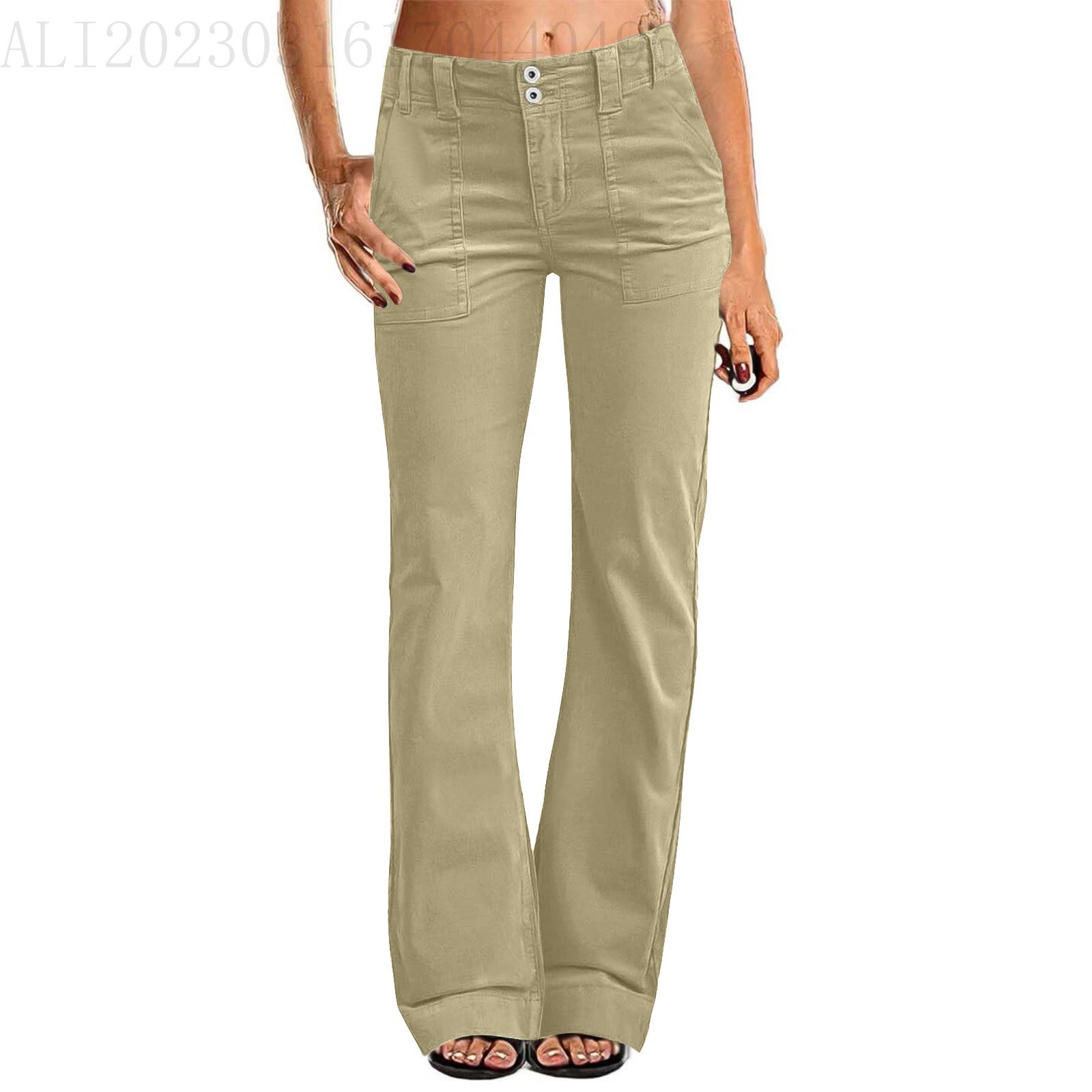 Lightweight Bootcut Athletic Pants Zipper Pocket Workout Leggings