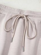 Sarah Express Women's Solid Color Drop Shoulder Pullover and Drawstring Mini Skirt 2pcs Outfit