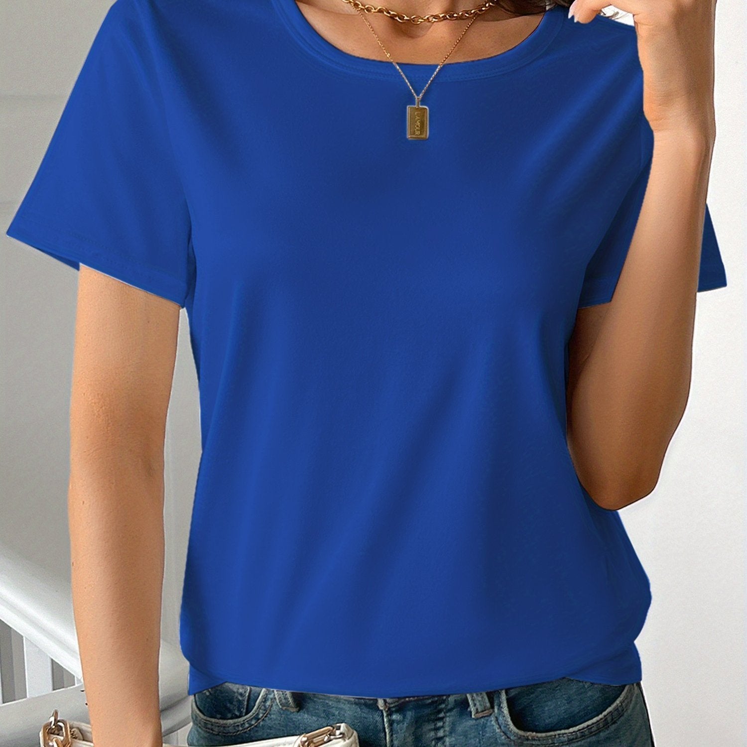 Women's Round Neck Short Sleeve Cotton T-Shirt 3D Print Casual
