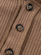 Sarah Express Women's Oversize Waffle Patchwork Exposed Seam Casual Hoodie