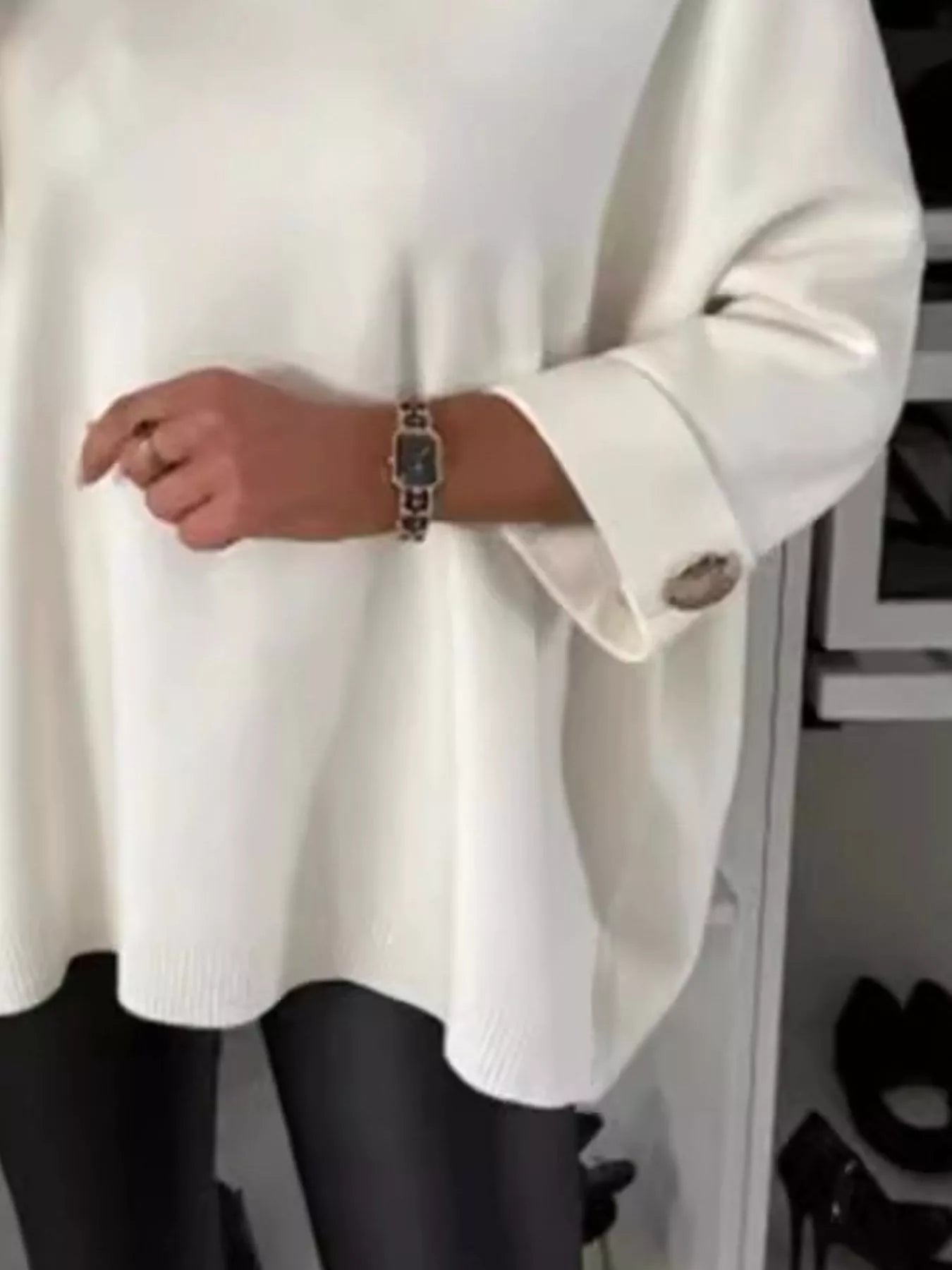 Sarah Express Women's Full Size Round Neck Drop Shoulder Top with Ribbed Trim Plus Size