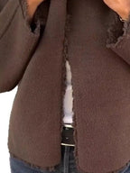 Sarah Express Women's One Button Frayed Edge Cardigan Plus Size