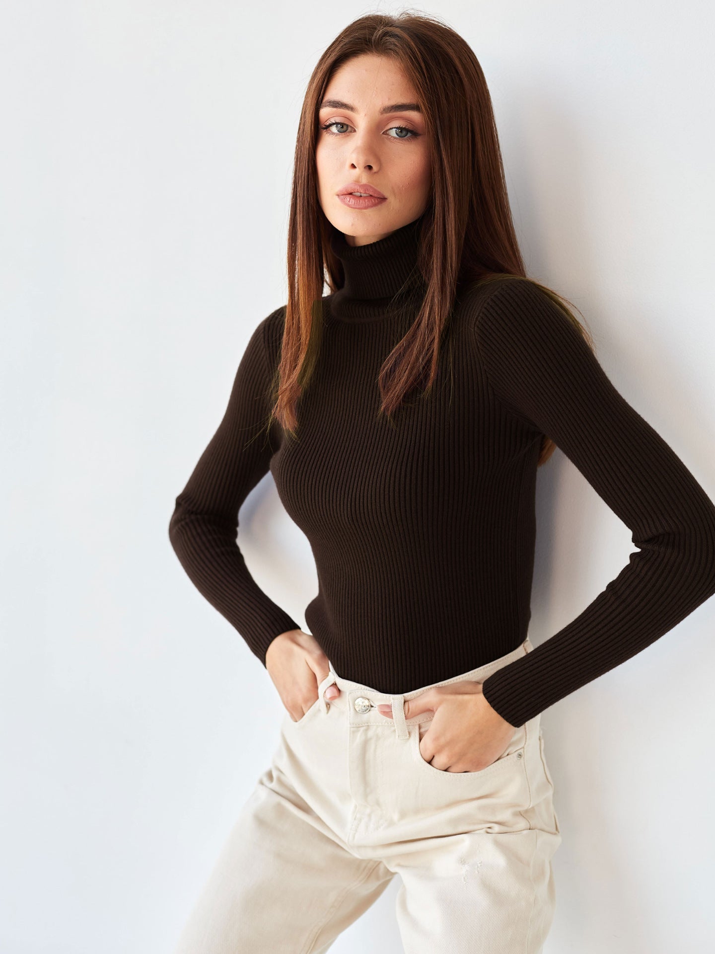 Women's Turtleneck Knit Pullover Sweater Long Sleeve