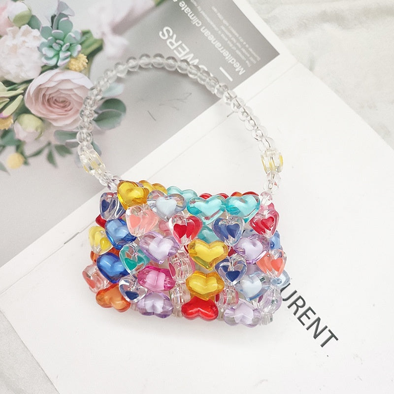 Sarah Express Beaded Pearl Crossbody Bag - Handmade Heart Tote Handbag for Women