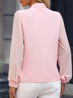 Sarah Express Women's Notched Long Sleeve Blouse