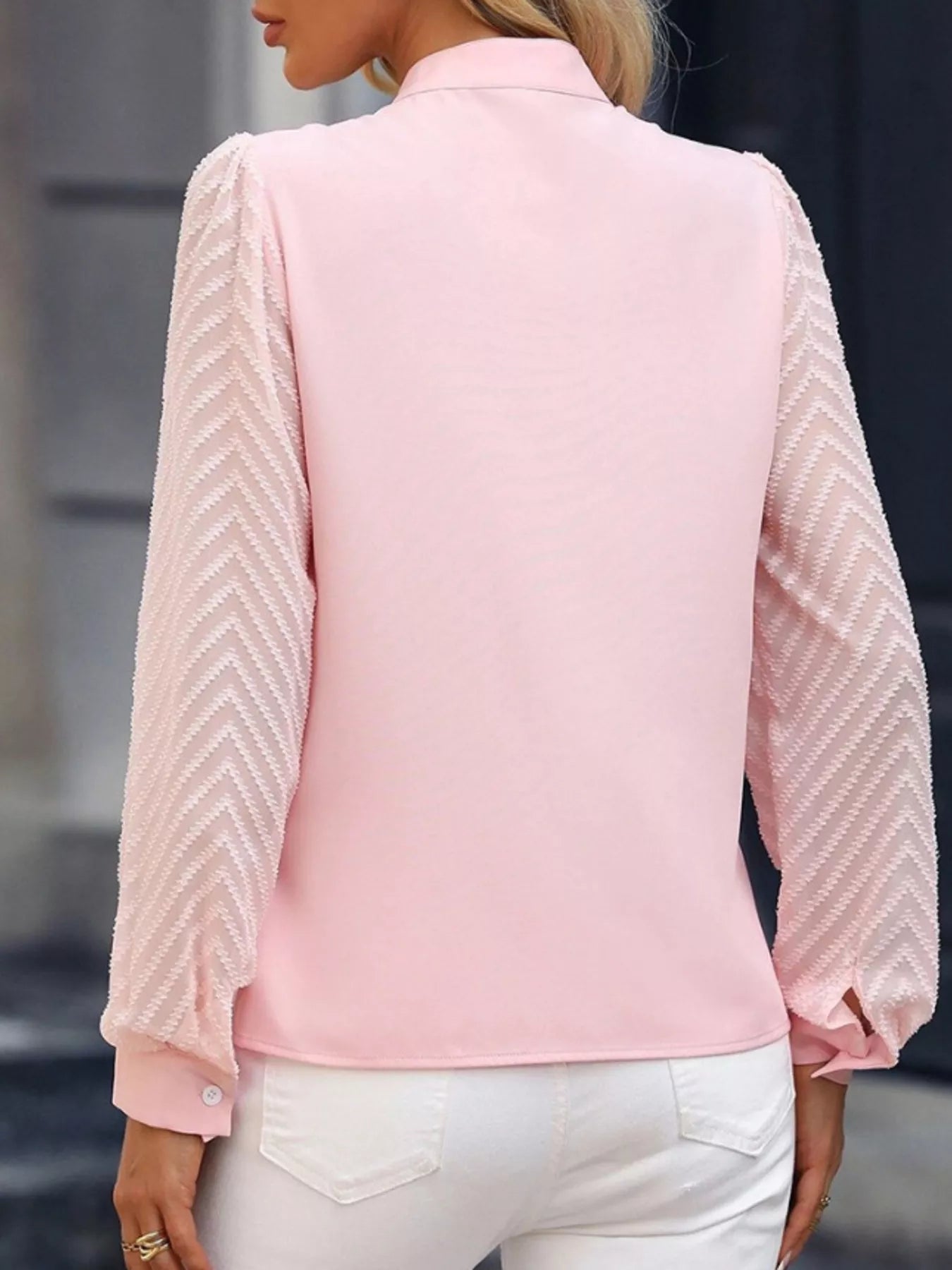 Sarah Express Women's Notched Long Sleeve Blouse