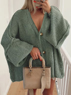 Sarah Express Women's Oversized Knit Button Up Cardigan