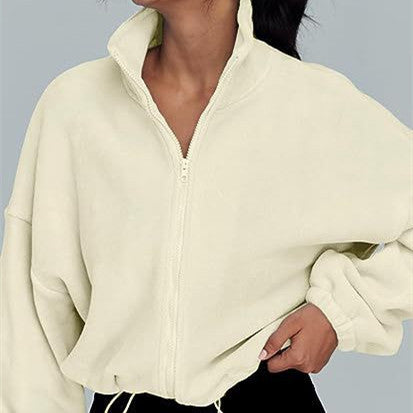 Sarah Express Women's Polar Fleece Stand Collar Zipper Jacket Sports Velvet Cardigan Fall Winter Casual