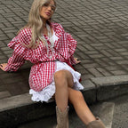 Women's Plaid Button-Down Shirt Loose Fit Casual