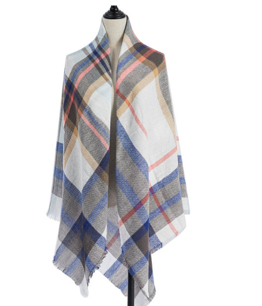 Women's Oversized Square Scarf Cashmere-like Double-Sided Shawl 140cm Woven Fall Winter Accessory