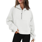Women's Hooded Zipper Sweater Fleece Lined Fall Winter Casual Loose Fit Outerwear
