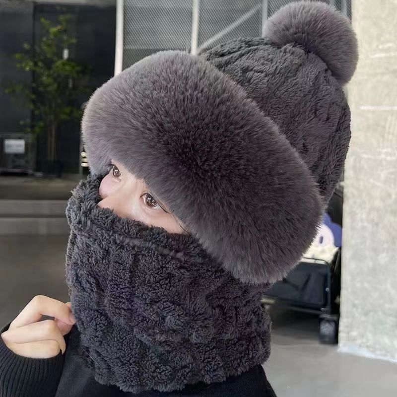 Fleece-Lined Winter Hat with Ear Protection and Neck Warmer