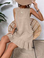 Ruffle Sleeveless Beach Dress Casual Summer Midi Dress