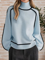 Sarah Express Women's Contrast Trim Turtleneck Sweater