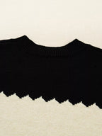 Sarah Express Women's Color Block Crew Neck Drop Shoulder Sweater