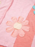 Sarah Express Women's Flower Patched Exposed Seam Oversized T Shirt