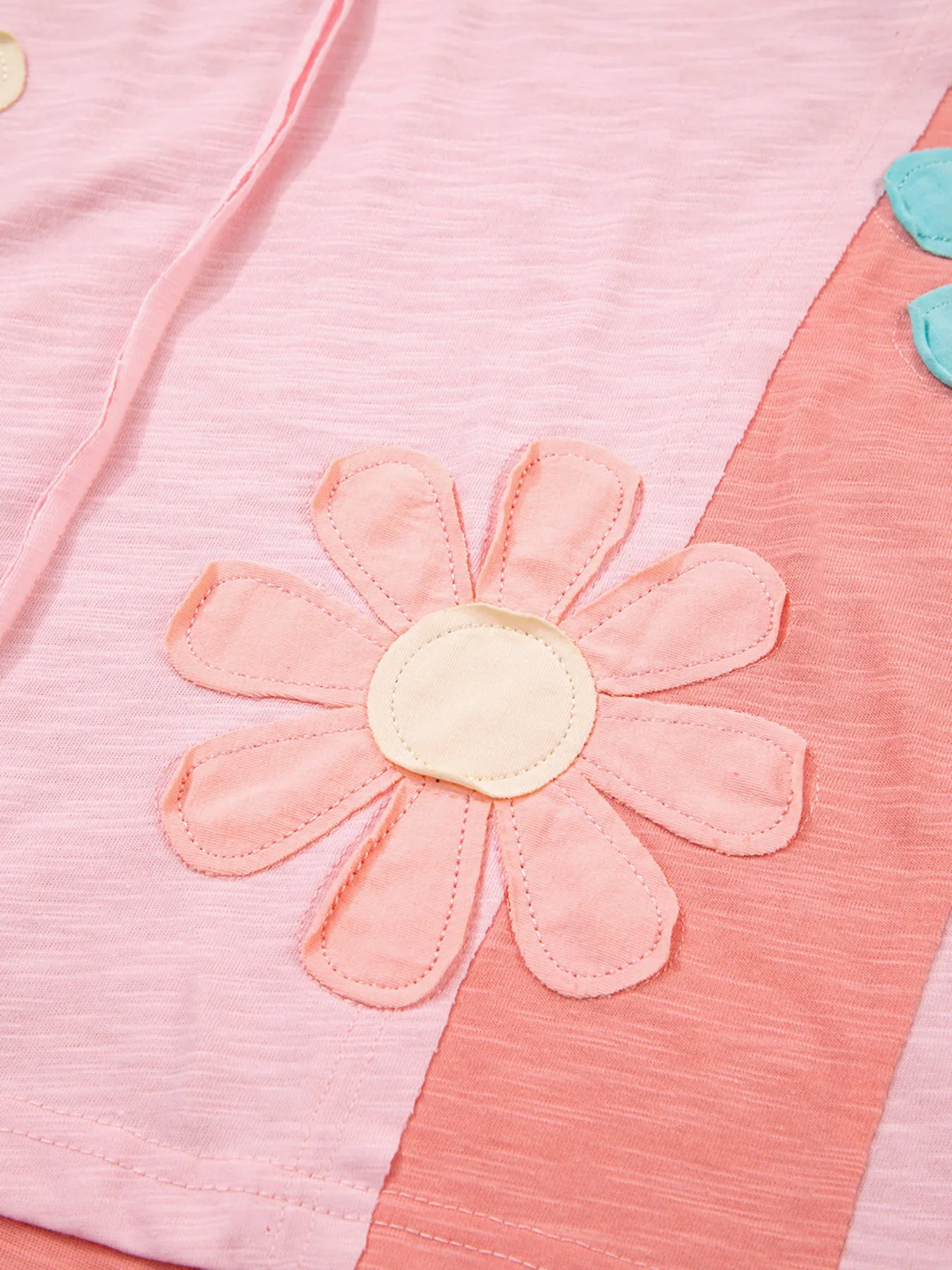 Sarah Express Women's Flower Patched Exposed Seam Oversized T Shirt