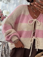 Sarah Express Women's Striped Tie-Front Knit Cardigan