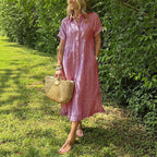 Women's Loose Striped Short Sleeve Casual Dress Plus Size