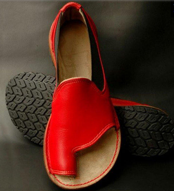 Sarah Express Summer Fashion Sandals - Round Toe Slip-On Sandals Red