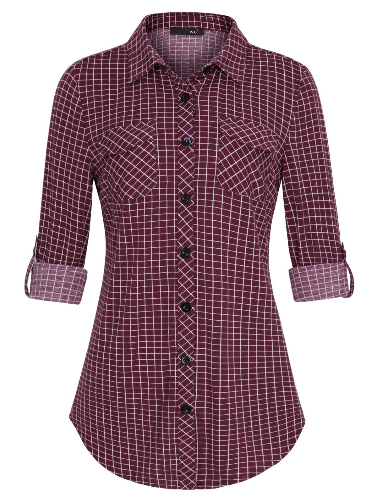 Women's Plaid Button Front Shirt Long Sleeve Casual Cardigan
