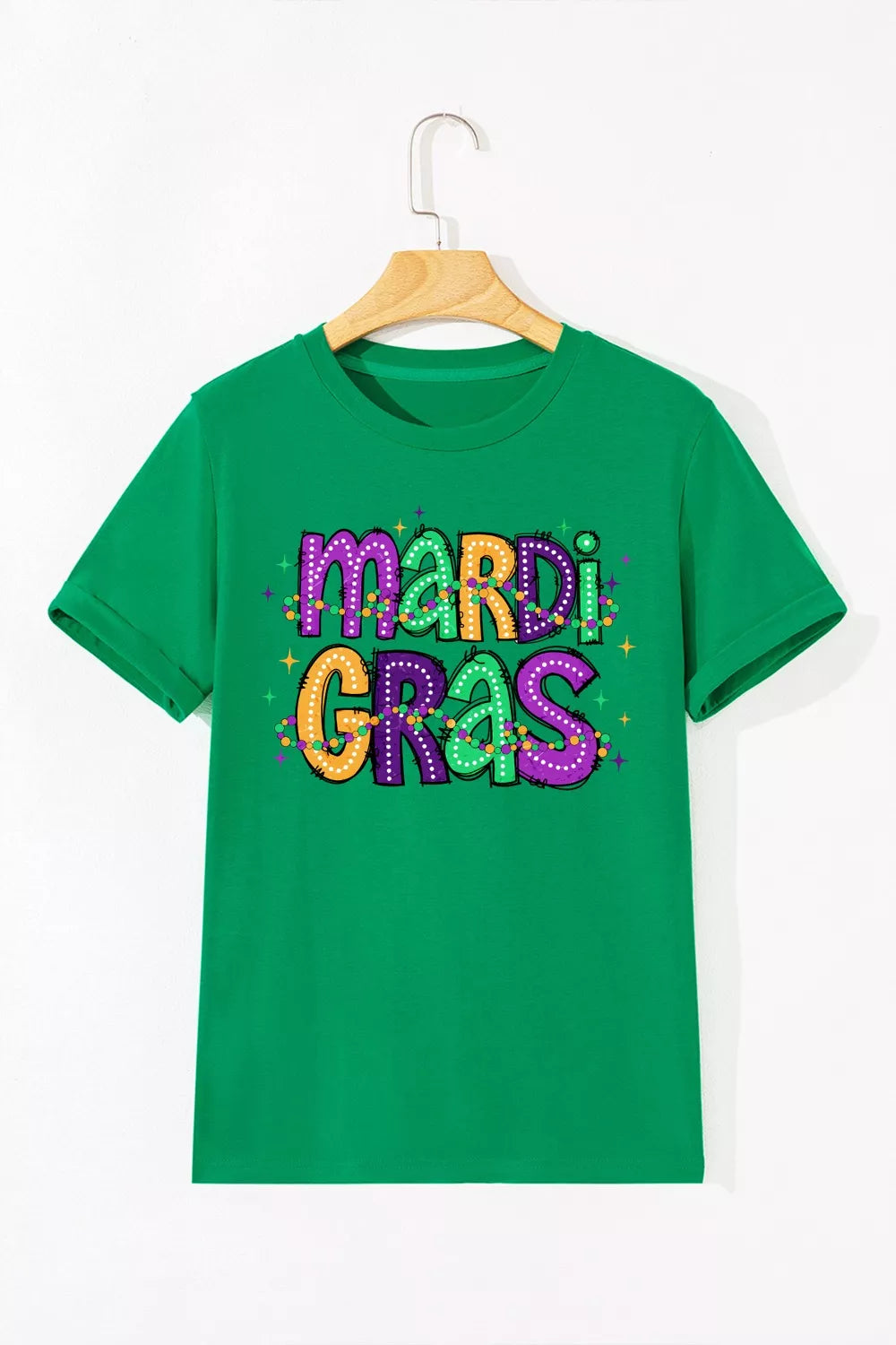 Sarah Express Women's MARDI GRAS Delightful Letter Graphic T Shirt