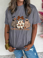 Sarah Express Women's Halloween Ghost Round Neck Casual Tee