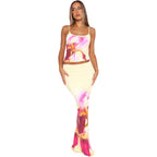 Women's Two-Piece Crop Top Maxi Skirt Set Sleeveless Street Style