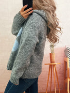 Sarah Express Women's Flower Long Sleeve Hooded Sweater