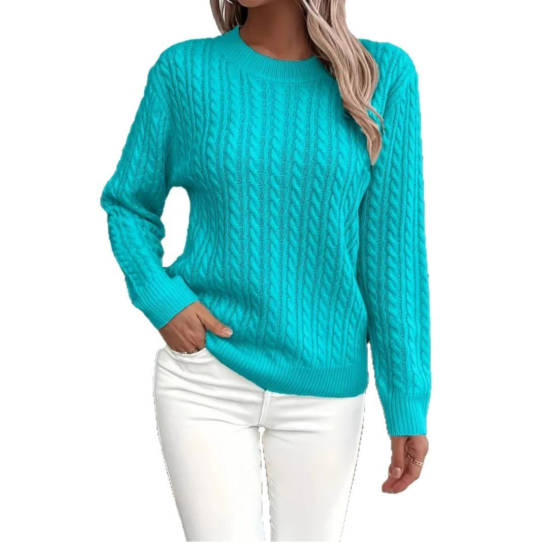 Women's Twist Detail Round Neck Knit Sweater Pullover