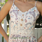 Women's Sleeveless Floral Suspender Maxi Dress