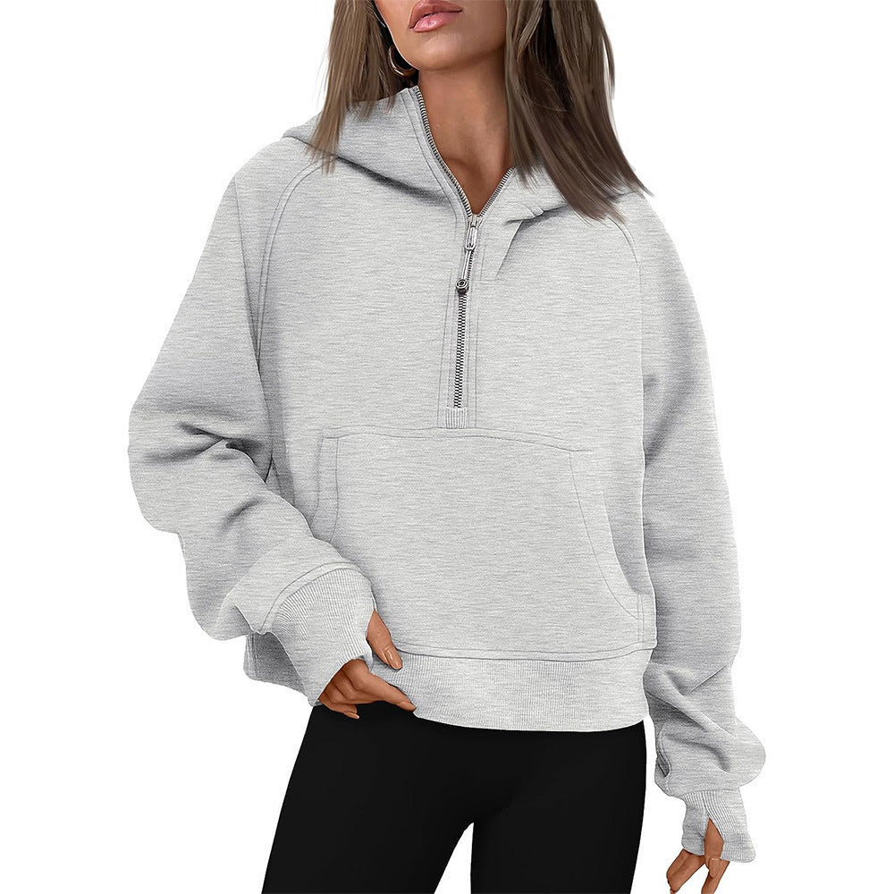 Women's Hooded Zipper Sweater Fleece Lined Fall Winter Casual Loose Fit Outerwear