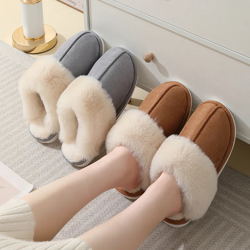 Sarah Express Plush Fur Slippers - Warm Non-Slip Indoor House Shoes