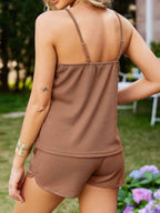 Sarah Express Women's Waffle Knit Cami and Shorts Set