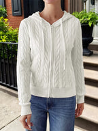 Sarah Express Women's Cozy Cable-Knit Zip-Up Cardigan