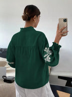 Sarah Express Women's Embroidered Long Sleeve Blouse