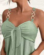 High Waist Sleeveless Romper Jumpsuit Metal Strap Pockets