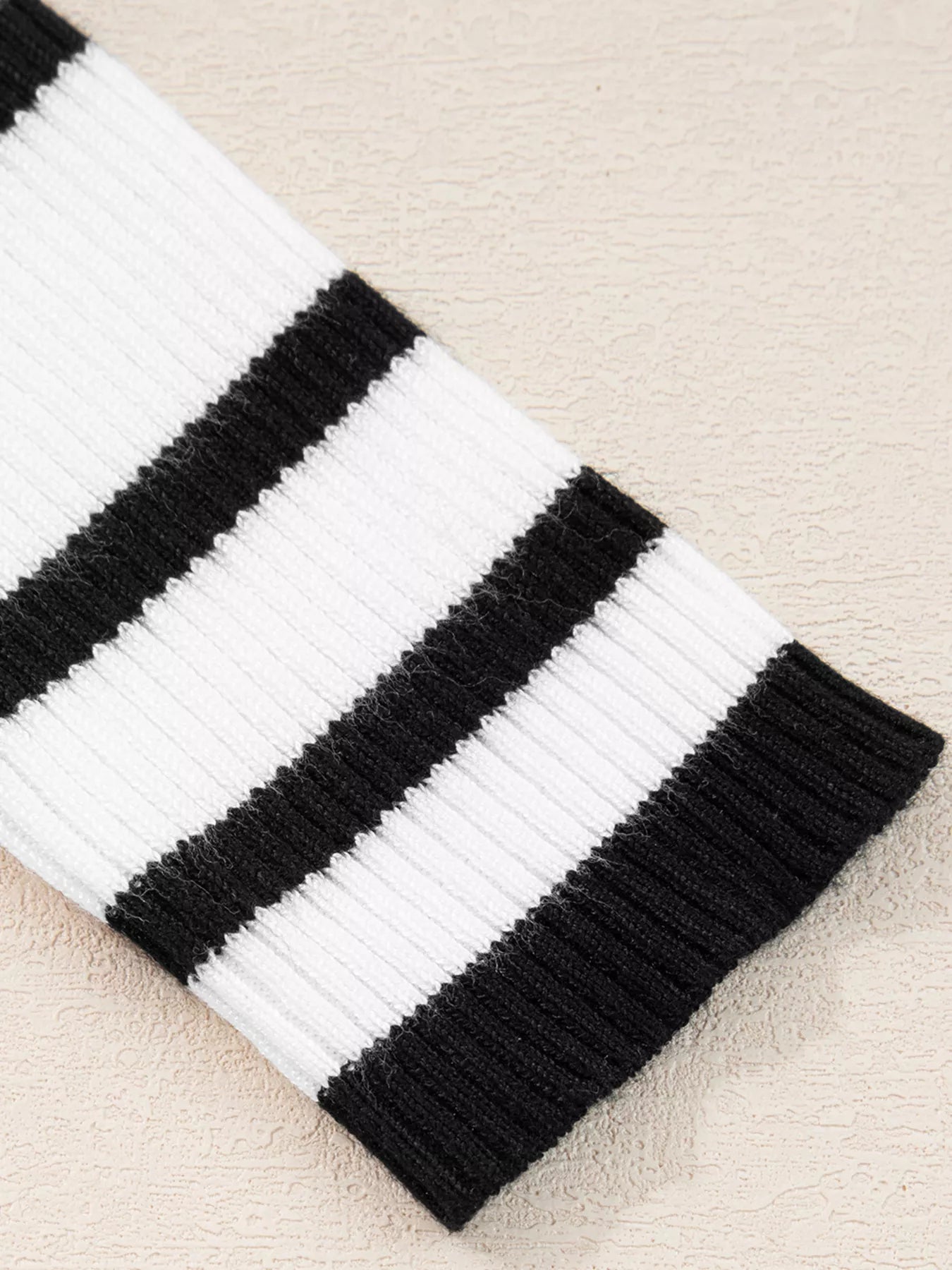 Sarah Express Women's Scalloped Trim U Neck Striped Ribbed Slim Knit Top