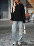 Sarah Express Women's Textured Drawstring Long Sleeve Hoodie