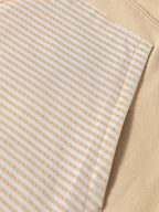 Sarah Express Women's Quarter Zip Striped Patchwork Drop Shoulder Loose Long Sleeve Top