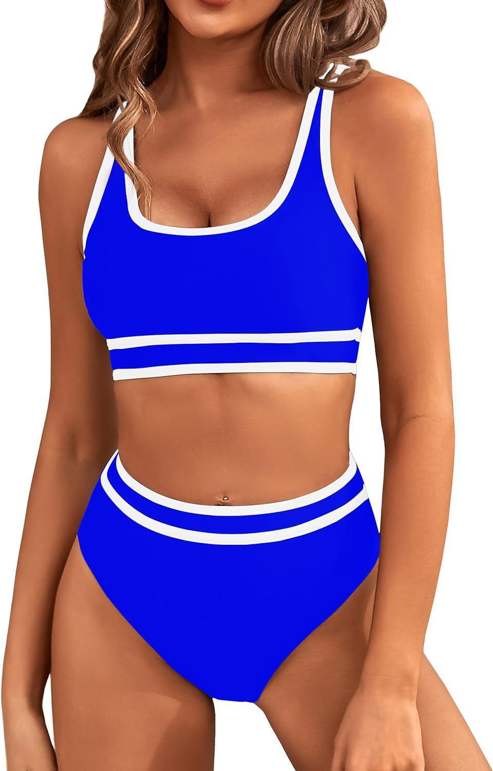 Women's Two-Piece Bikini Set - Tight-Fit Solid Color Swimsuit for Beach Swimming