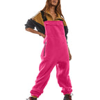 Polar Fleece Workwear Jumpsuit Suspender Overalls Wide Waist