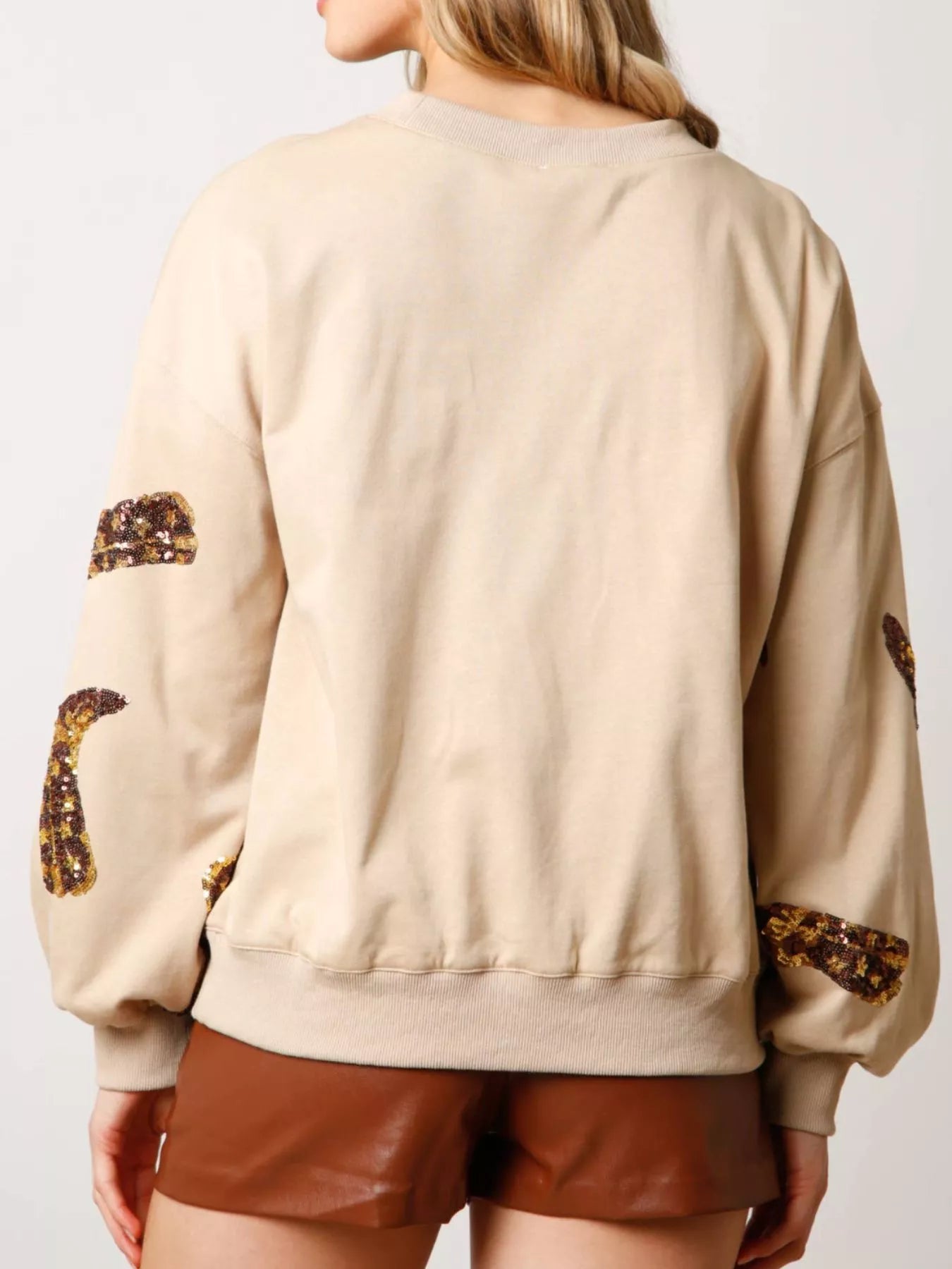 Sarah Express Women's Sequin Boot Crewneck Sweatshirt