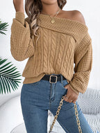 Sarah Express Women's Off-Shoulder Cable Knit Sweater