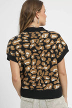 Sarah Express Women’s Leopard Print Knit Cardigan Button-Down Casual All-Season