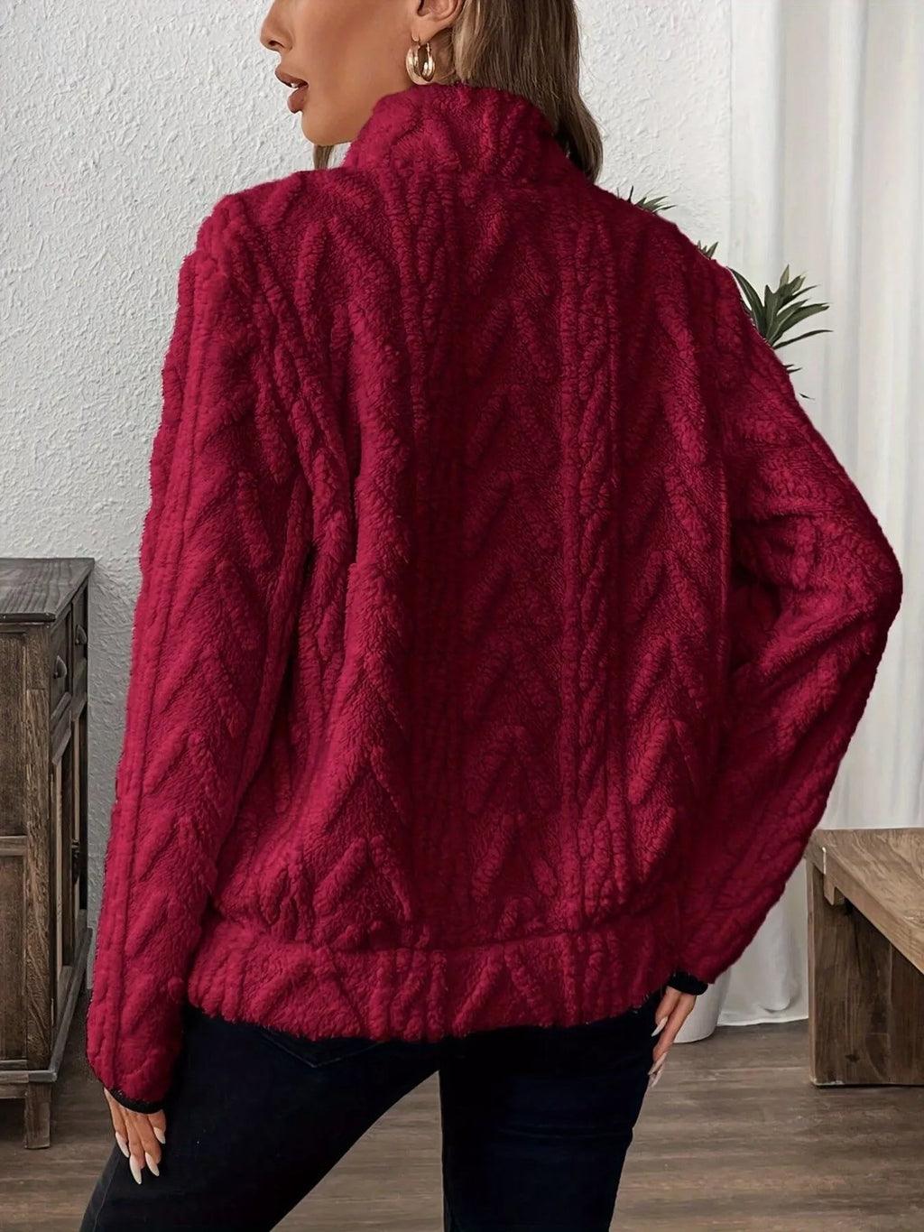 Sarah Express Women's Cozy Sherpa Half Zip Sweatshirt