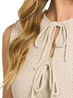Sarah Express Women's Tie Front Cropped Sweater Vest - Ribbed Knit for Fall & Layering