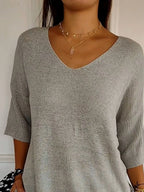 Sarah Express Women's Relaxed Fit Ribbed Hem Sweater Plus Size