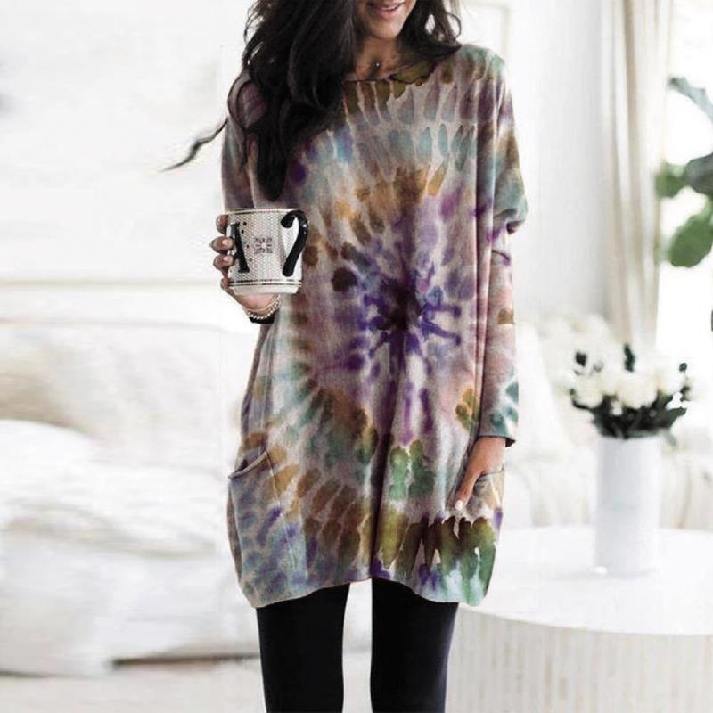 Women's Spiral Print Batwing Sleeve Long Sleeve Sweatshirt