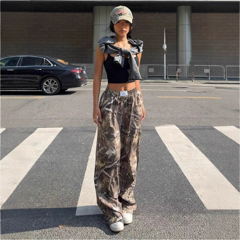 Women's Camo Cargo Pants Y2K - High Waist Baggy Multi-Pocket Hip-Hop Street Style